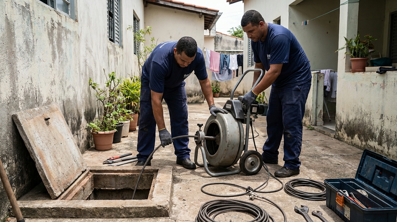 Desentupimento de rede de esgoto em Campinas‑SP