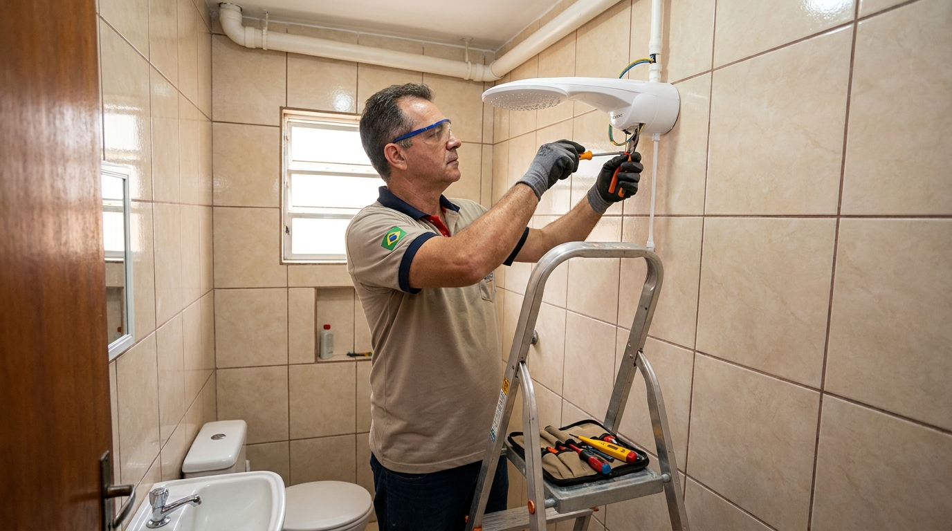 Instalação de chuveiro no banheiro em Campinas‑SP